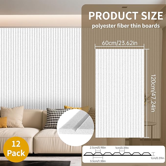 EVERECO 12 Pack Large Acoustic Panels, 47.2×23.6×0.4 inches, Soundproof Panels - Image 3