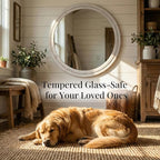 30" White Round Wood Mirror for Bathroom Vanity, Distressed Solid Wood Wall - Image 7