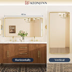 Keonjinn Gold Bathroom Mirrors for Over Sink 48” x 24” Large Brushed Brass - Image 9