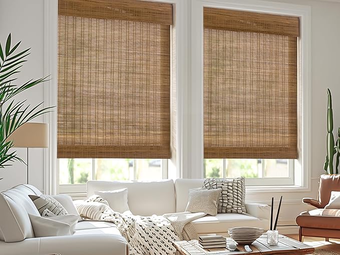 LazBlinds Cordless Bamboo Roman Shades, Light Filtering Window Treatment - Image 5