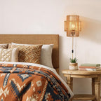 Plug-in Boho Wall Sconces Set of 2, Handwoven Rattan Wall Lights - Image 5