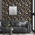 Extra Long Vintage Gold Wallpaper, 17.5" x 393" Classic Black and Gold Floral - Image 6