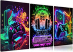3Pcs Cool Gaming Wall Art Retro Video Gamer watercolor Posters Pictures - Image 7