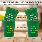 DISCOUNT PROMOS Custom Plastic Stadium Cups 16 oz. Set of 50, Personalized Bulk Pack - Perfect for Birthdays, Weddings, Picnic, Beach, Parties - Kelly Green