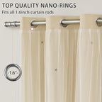 XiDi Beige Girls Curtains for Bedroom, Girls Room Blackout Curtains for 63 - Image 2
