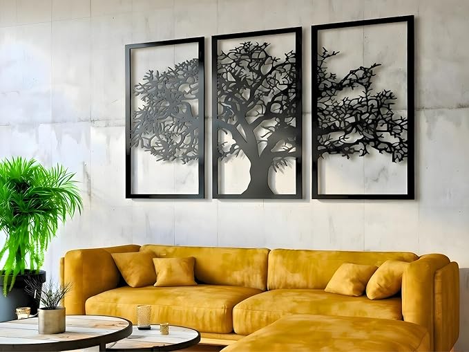 Vailla Tree of Life Wall Art 3pcs Family Tree Wall Decor 3D Wooden Wall Hanging by VAILLADesign