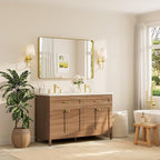 TETOTE 48 x 30 Inch Bathroom Mirror, Brushed Gold Metal Framed Wall Mounted - Image 2