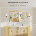 55x36 Inch Bathroom Mirror for Wall, Anti-Rust Oak Wood Grain Metal Framed - Image 2