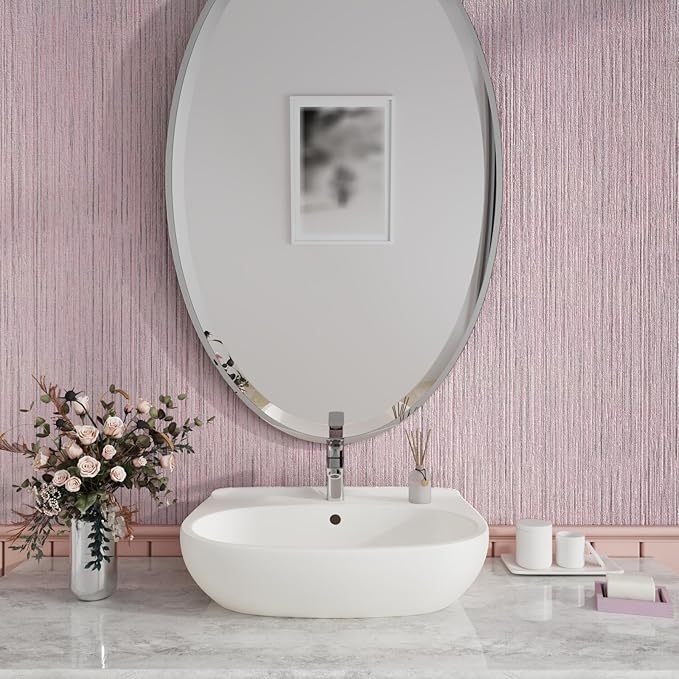 CRE8TIVE Pale Pink Grasscloth Wallpaper Textured Grasscloth Peel and Stick - Image 2