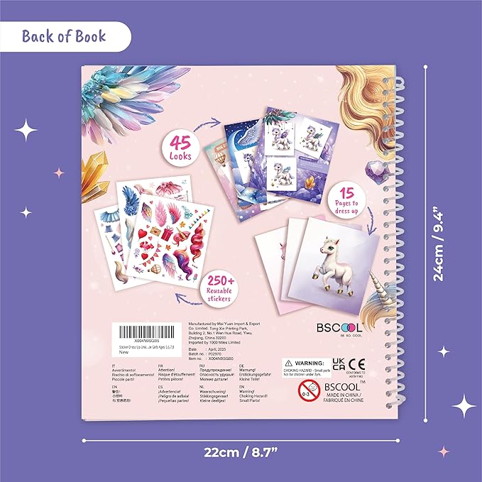 Sticker Dress Up Unicorn - Kids Activity Book Learn Fashion Design for Unicorn with Guides and 250+ Reusable Stickers. Christmas Gift for Girls Ages 5,6,7,8