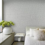 Yancorp 32.8ft Gray Textured Fabric Wallpaper Faux Grasscloth Peel and Stick - Image 6