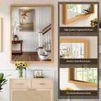Syndra Natural Wood Frame Bathroom Mirror, 30x40'' Modern Vanity Mirror - Image 3