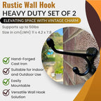 Rustic Wall Hooks: Heavy Duty Cast Iron Hooks, Suitable - Image 2