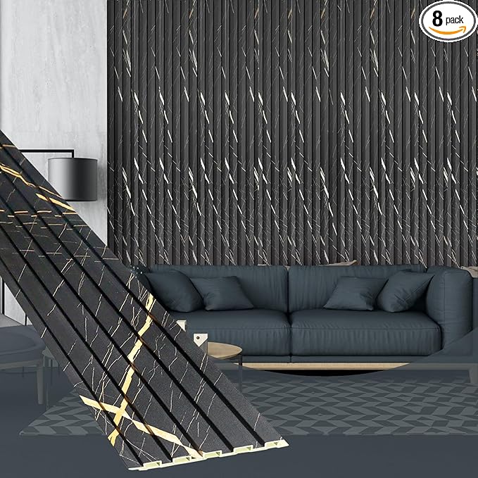 OUZUGIE WPC Acoustic Slat Wall Paneling, Living Room, TV Background, Study Room by OUZUGIE