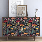 BOKEBEVE Black Colorful Mushroom Contact Paper Floral Wallpaper Peel and Stick - Image 5