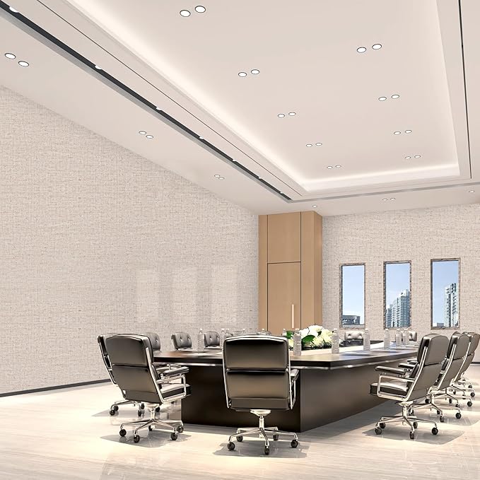 15.75"x590.6" Beige Grasscloth Wallpaper Peel and Stick Removable Textured Wall - Image 8