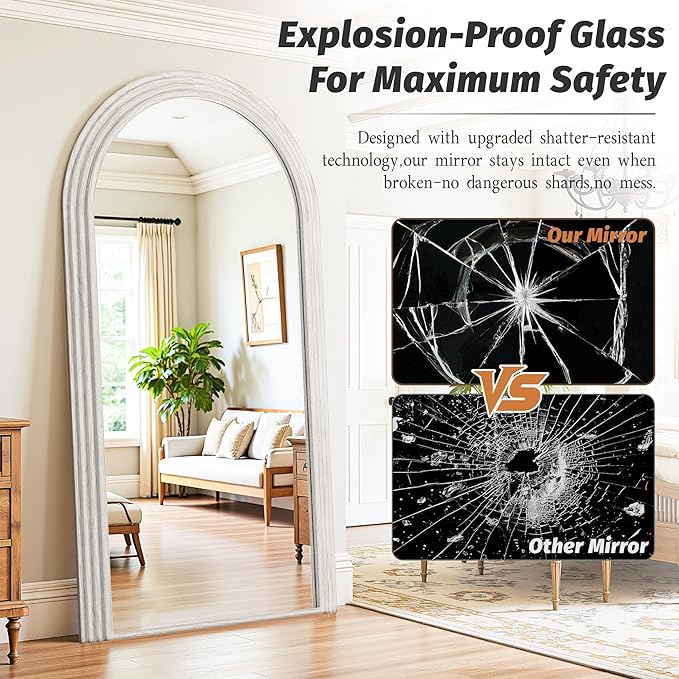 Antok Full Length Mirror 82"×44" Floor Mirror Standing Tall Mirror, Arched - Image 5
