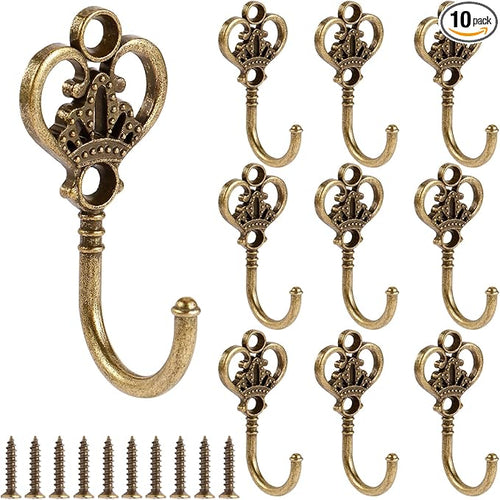 10 PCS Vintage Metal Wall Hooks, Bohemian Decorative Hook by XHIPY