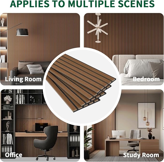 Wood Slat Acoustic Panels, 4 Pack 94" x 8" Wood Wall Panels, Soundproof Wood - Image 6