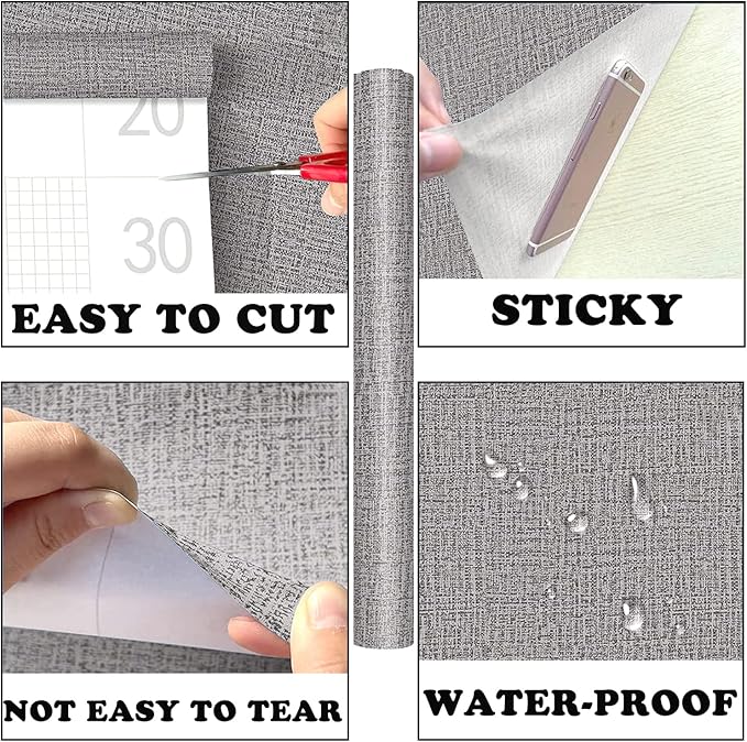 Yancorp 24"x120" Textured Fabric Wallpaper Faux Grasscloth Peel and Stick - Image 7