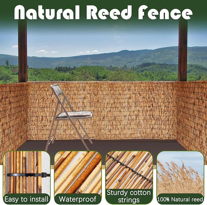 Barydat 1 Pcs 6 x 16.4 ft Reed Fence Roll, 85% Shade Bamboo Privacy Screen - Image 7