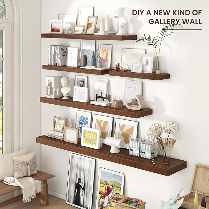 Floating Shelves for Wall 55 inch Long, Engineered Wood Large Wall Shelves - Image 6