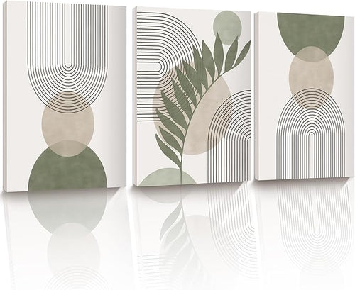 30x40CM Sage Green Boho Wall Art, Framed Canvas Bathroom Wall Art Pictures by HesenDot