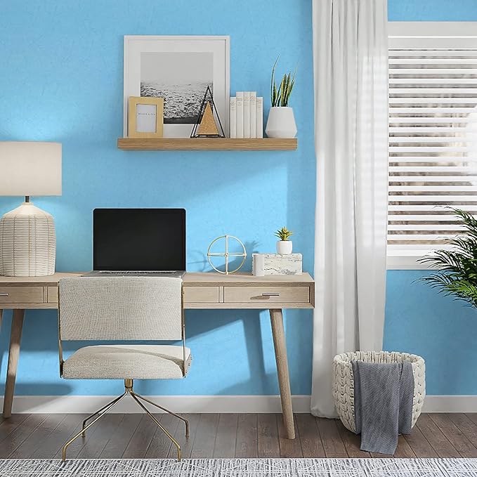 Cohoo Home Blue Peel and Stick Wallpaper Silk Solid Light Blue Contact Paper - Image 7