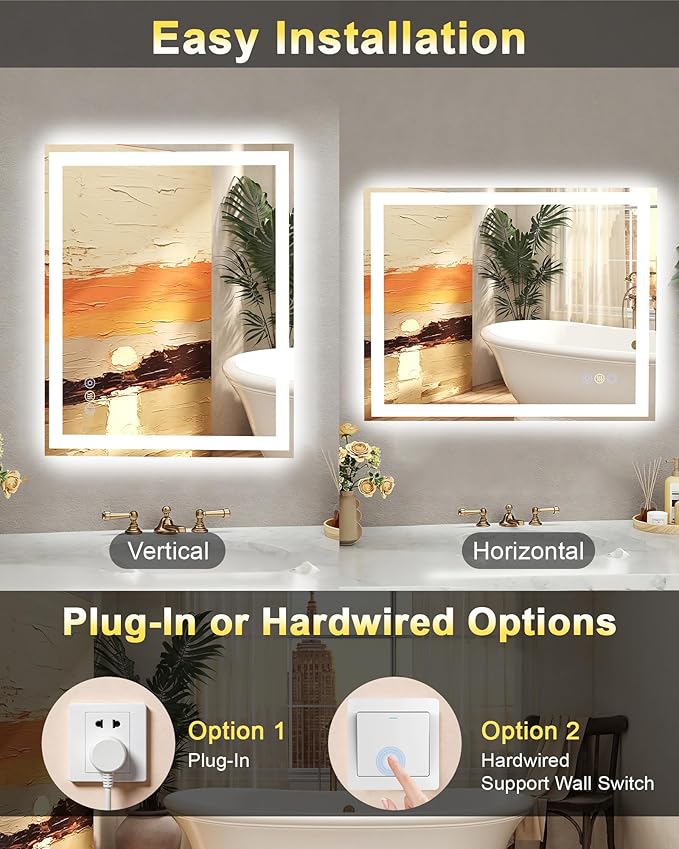 36x36 LED Bathroom Mirror with Lights, Super Bright Front & Backlit Vanity - Image 7