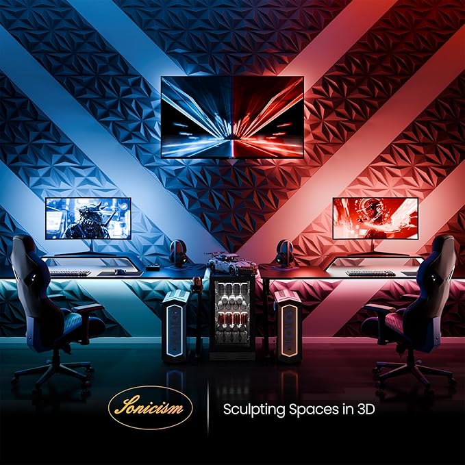 Sonicism Wall Panels Upgrade 12 Pack, 0.7”x11.8”x11.8”Pyramid 3D Wall Panels - Image 3