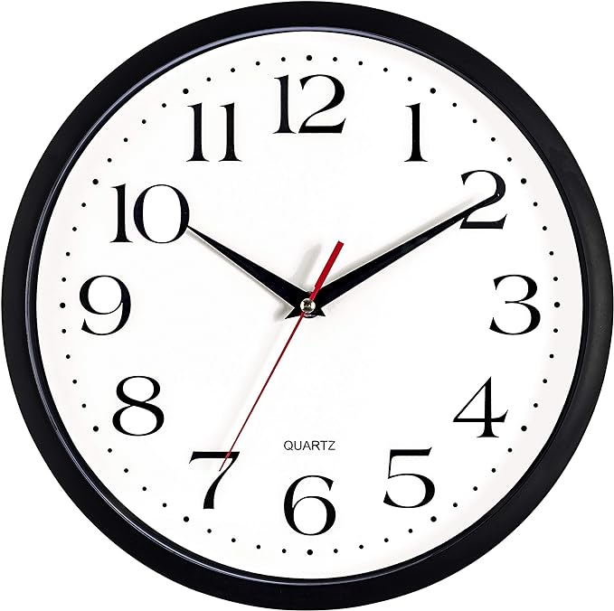 Bernhard Products Black Wall Clock Silent Non Ticking 12 Inch Quality Quartz by BernhardProducts