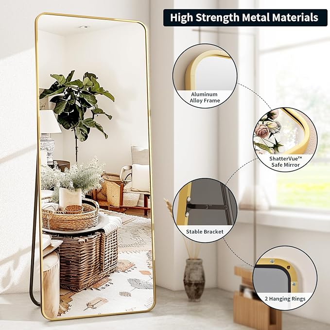 XRAMFY Full Length Mirror 23"x66", Large Floor Mirror - Image 4