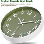 Silent Wall Clock Non-Ticking Battery Operated – Modern Olive Green Analog Wall - Image 5