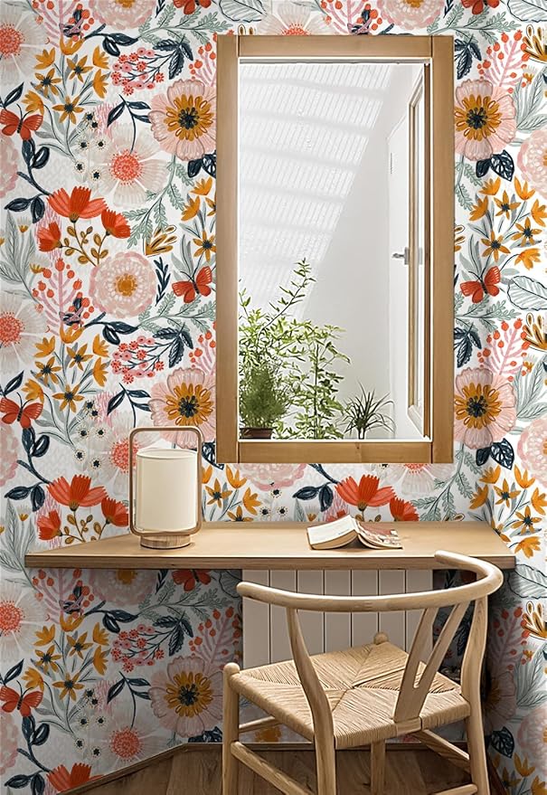 HAOKHOME Boho Peel and Stick Wallpaper Floral Wall Paper Removable - Image 4