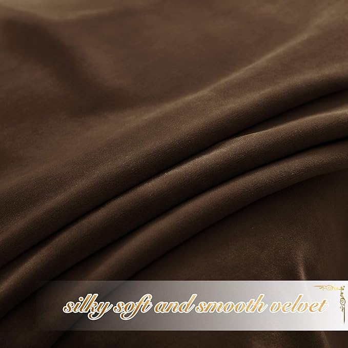 NICETOWN Brown Velvet Curtains, Thermal Insulated Sound Reducing Heavy Matt - Image 4