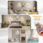 DORESshop Battery Operated Wall Sconce Set of 2, Wall Light Wireless Easy to - Image 5