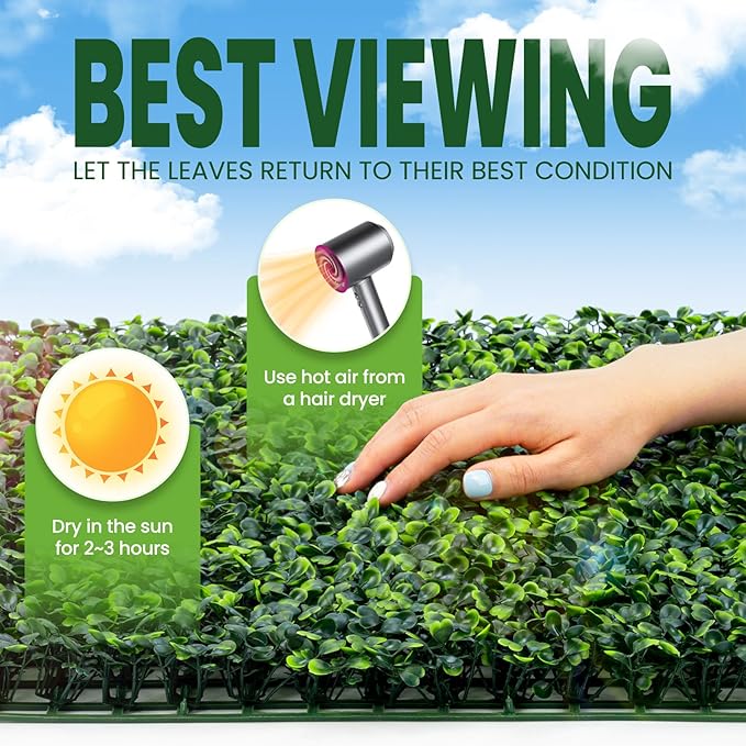 Grass Wall 12 Pack 10"x10" Artificial Boxwood Hedge Wall Panels, Privacy Hedge - Image 7