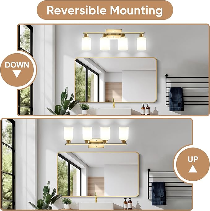 Ascher Bathroom Light Fixtures, 4-Light Vanity Light Over Mirror, Wall Lamp - Image 6