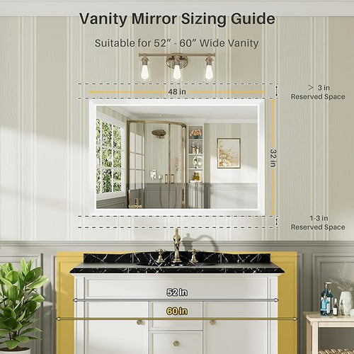 48x32 Inch White Bathroom Mirror - Image 2