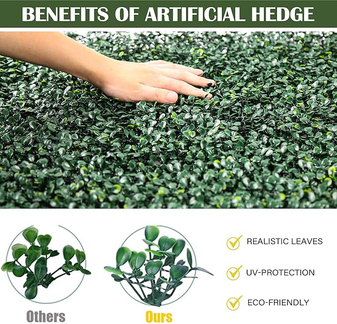 12PCS 20"x 20" Artificial Boxwood Wall Panels, UV-Anti Grass Wall Hedge Plant - Image 6