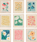 AnyDesign 9 Pcs Flower Market Decoration Matisse Wall Art Prints Floral Poster by AnyDesign