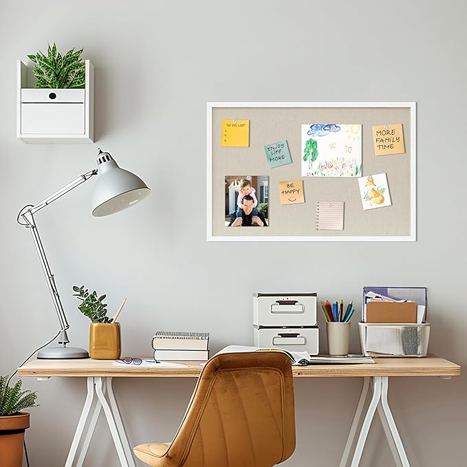 DAHAPYBOO Cork Board with Linen White 2Pack, Bulletin Board 30"x20" Hanging - Image 5
