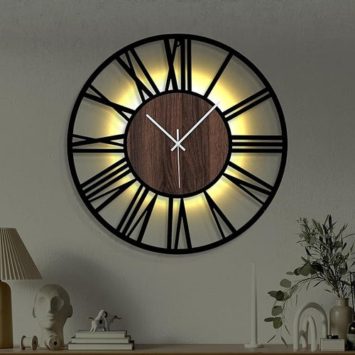20'' Silent Wall Clock with Night Light, Glow in The Dark Decorative Wall Clock by Casaformia