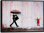 Wieco Art Framed Banksy Raining Day or Colorful Graffiti Street Famous Canvas by WiecoArt