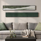 Long Narrow Framed Green Vertical Abstract Wall Art Set, 2 Piece Modern Canvas - Image 4