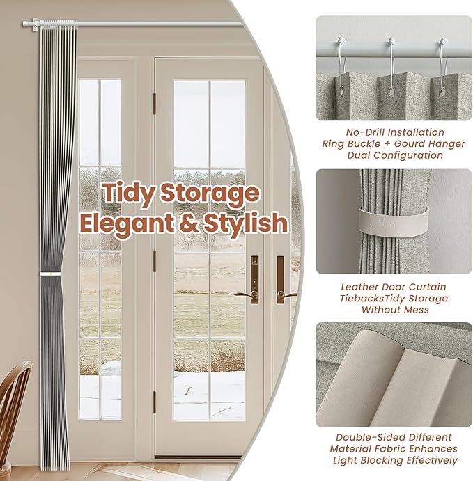 AJAZZ Blackout Accordion Door Curtain 98"x84" Grey - Image 5