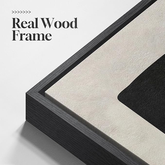 Framed Modern Black and White Neutral Abstract Wall Art, Minimalist Abstract - Image 5
