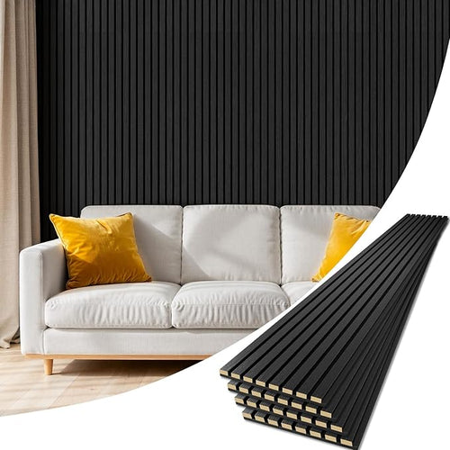 4 Pack Wood Panels for Wall, 94.4" x 12.8" Acoustic Wood Slat Wall Panel for by Vellorise