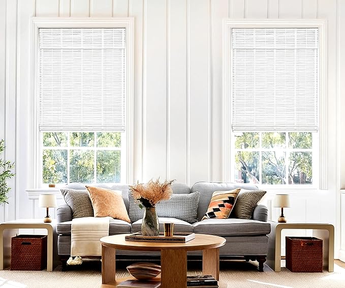 LazBlinds No Tools No Drill Cordless Bamboo Roman Shades, Light Filtering - Image 4