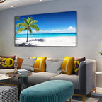 Baisuart Large Canvas Wall Art Summer Ocean Waves Coconut Trees on Sands Beach - Image 2